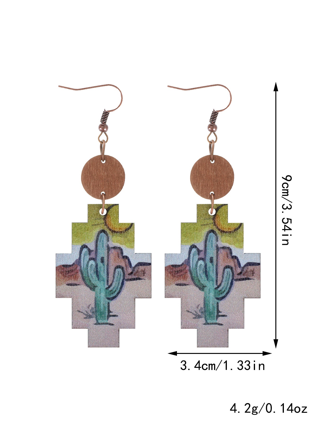Wholesale Western style cactus sunflower earrings wooden earrings